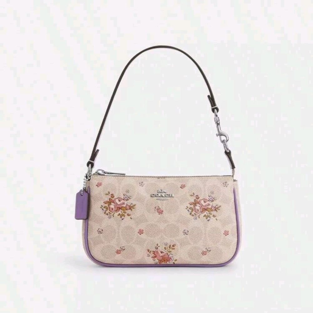 Coach Cream and Purple Shoulder Bag with Elegant Design